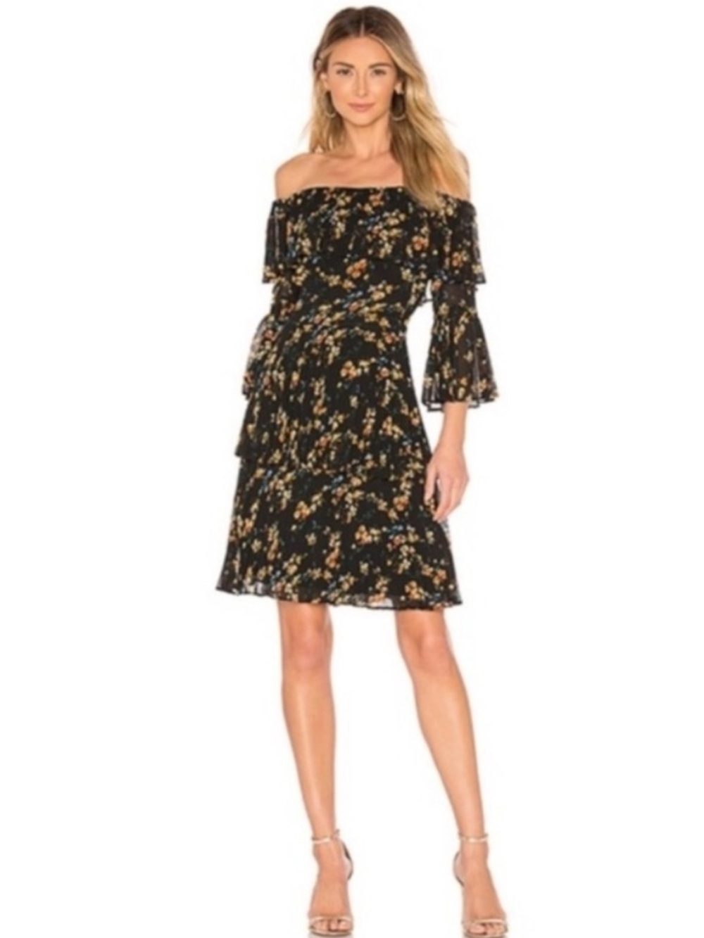 Bardot Ditsy Pleat Off Should Water Floral Dress Western